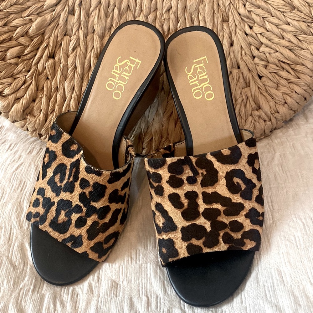 Size 8 Franco Sarto leopard print wedges